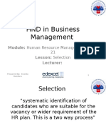HND in Business Management: Module: Human Resource Management - Unit Lesson: Selection Lecturer