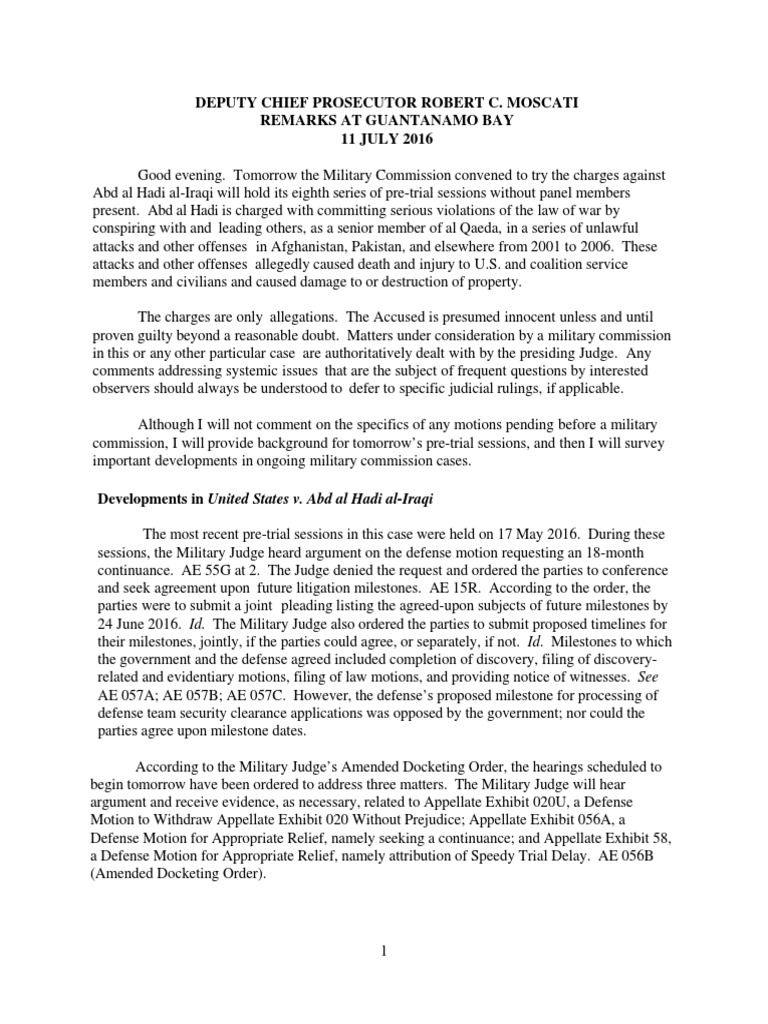 Statement of The Deputy Chief Prosecutor For 11 July 2016 | PDF ...