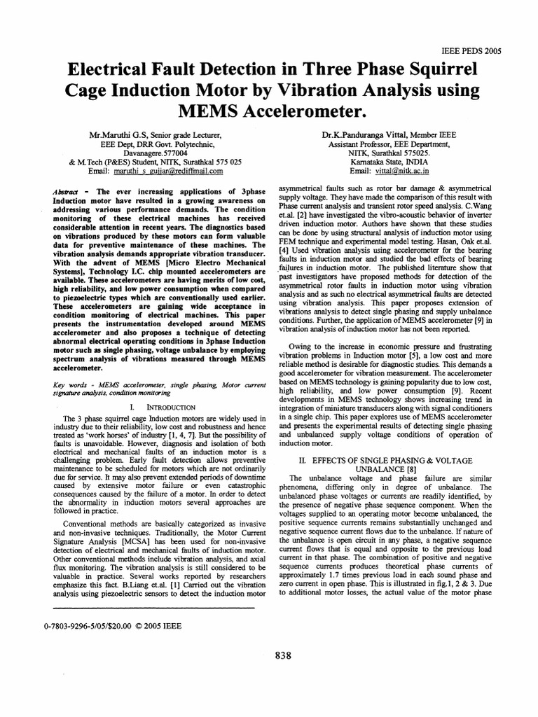 Electrical Fault Detection in Three Phase Squirrel Cage Induction Motor ...