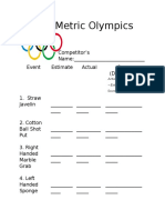 Mini Metric Olympics WKSHT