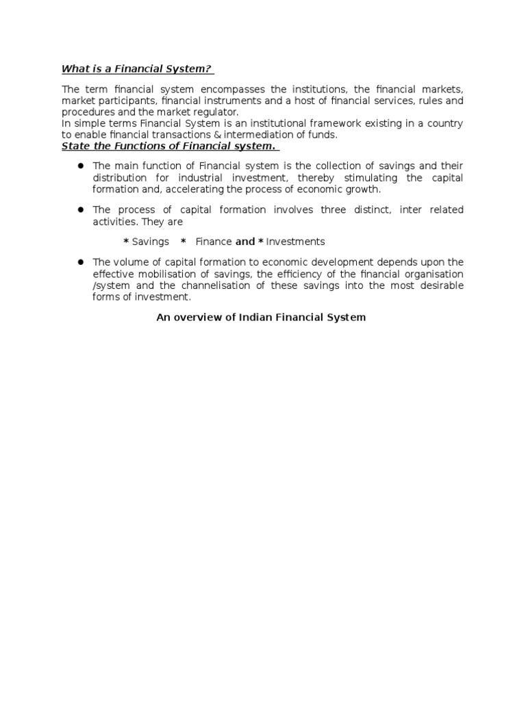 Overview of the Indian Financial System | PDF | Finance & Money Management