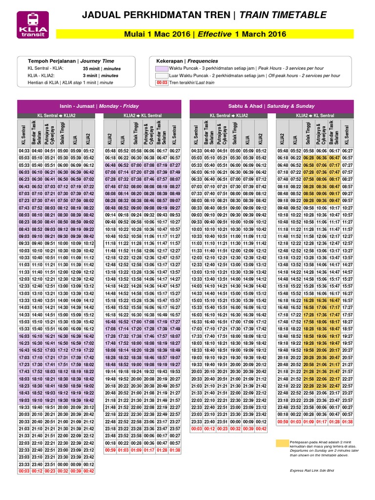 klia transit schedule.pdf Passenger Rail Transport Public Transport