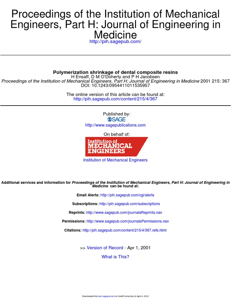 Polymerization Shrinkage of Dental Composite Resins Dental Composite
