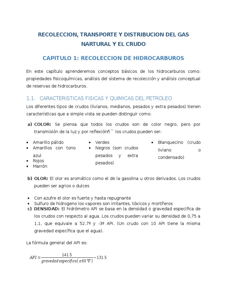 Capitulo 1: Recoleccion y Transporte de Hidrocarburos | PDF | Petróleo ...