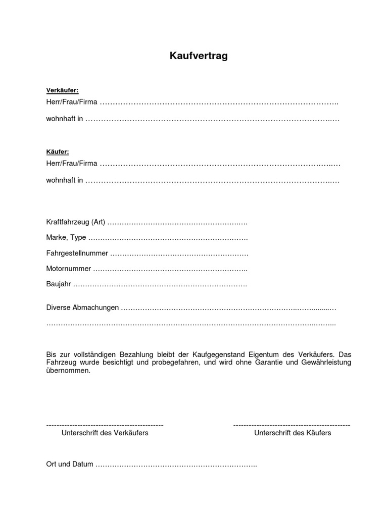 Erstaunlich Kaufvertrag Kfz Pdf Ebenbildnull
