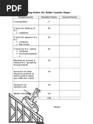 grading rubric for roller coaster paper