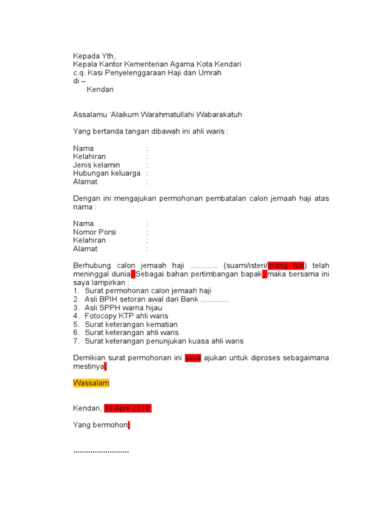 Contoh Surat Keterangan Ahli Waris Untuk Bank / Contoh Surat Keterangan