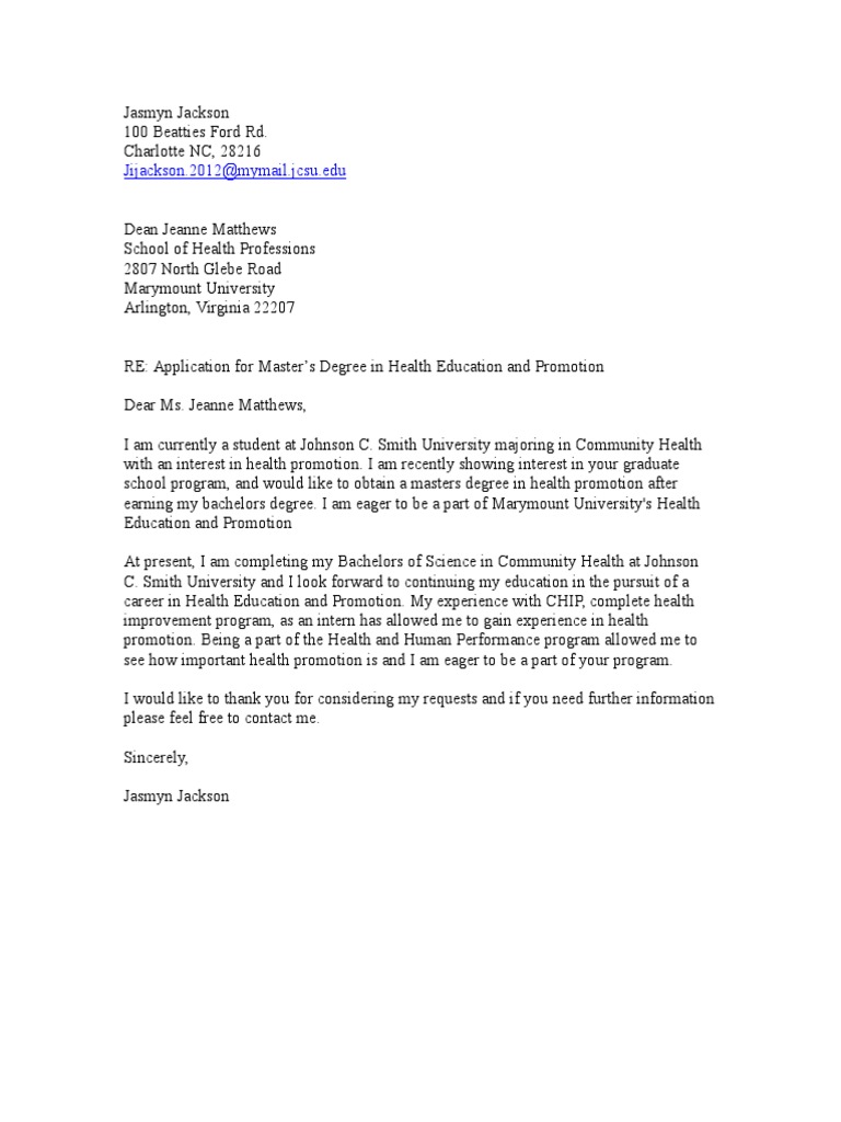 Grad School Cover Letter PDF