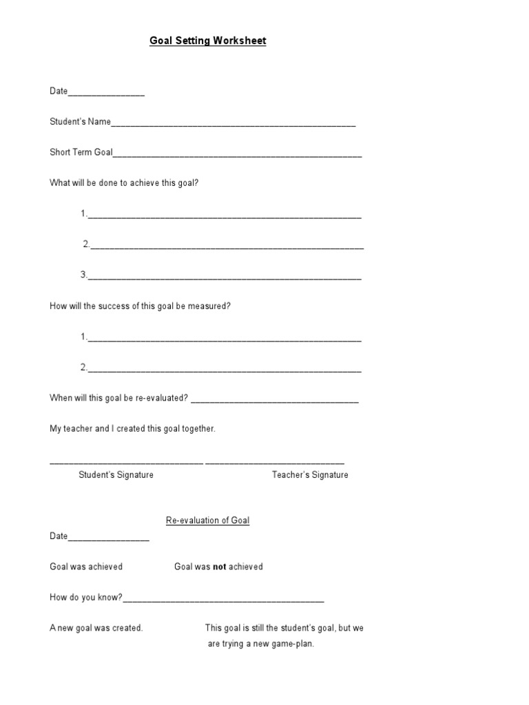 Free Goal Setting Worksheet Template Download | PDF