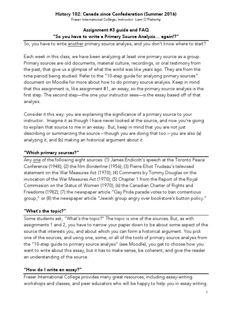 HIST 102 Assignment 3 So You Have to Write a PSA Again Citation Essays