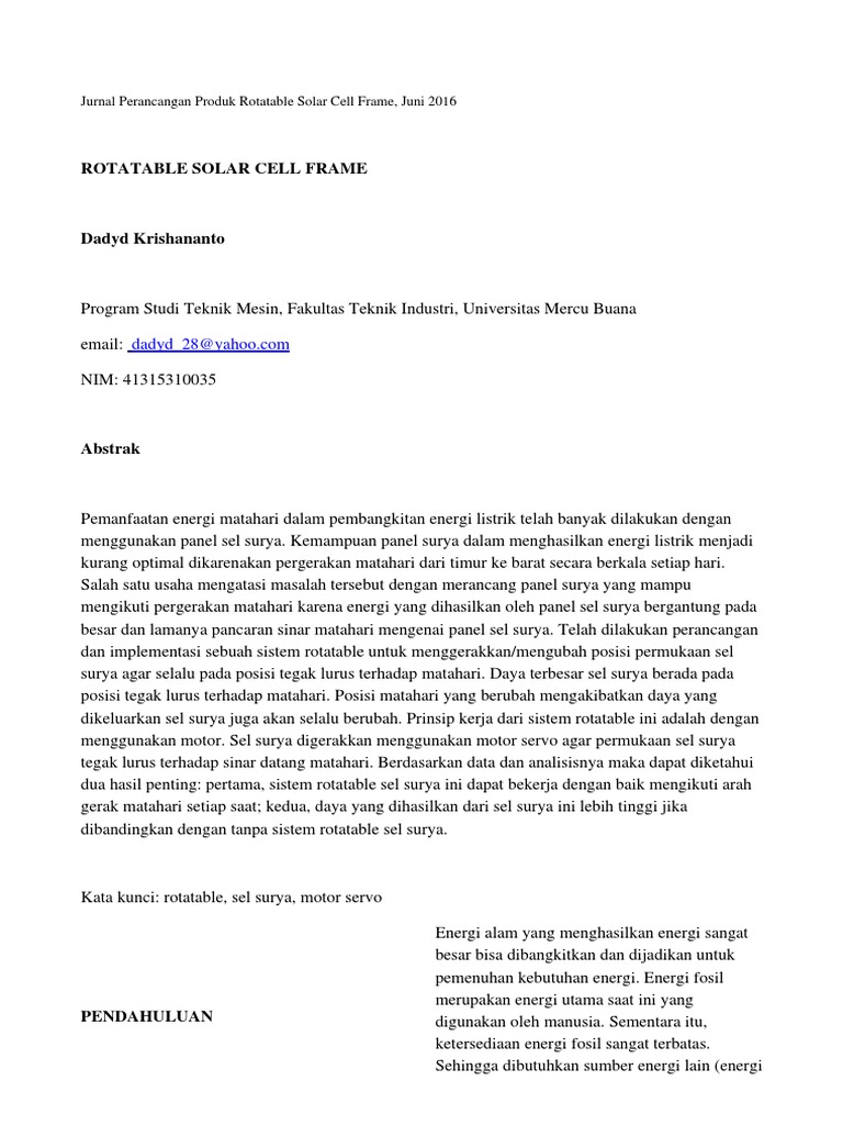 Jurnal Perancangan Produk_Rotatable Solar Cell Frame_Dadyd Krishananto