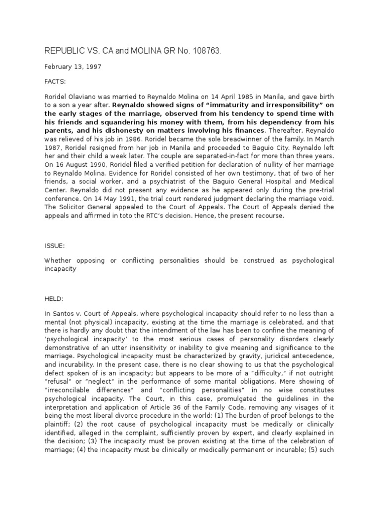 Republic V Molina PDF Marriage Appeal