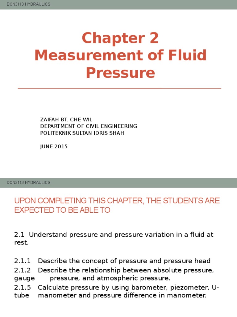 Pressure Measurement in Fluids | PDF | Pressure Measurement | Pressure