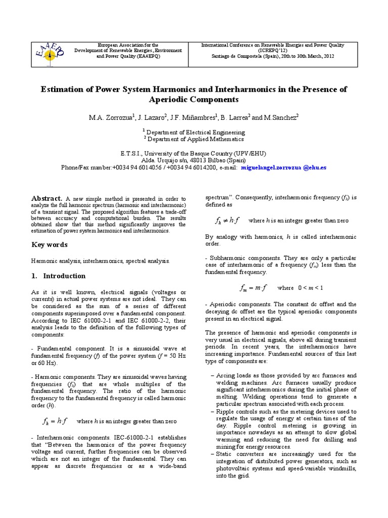 Estimation of Power System Harmonics and Interharmonics in The Presence ...