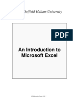 An Introduction To Microsoft Excel: ©mathematics Centre 1999