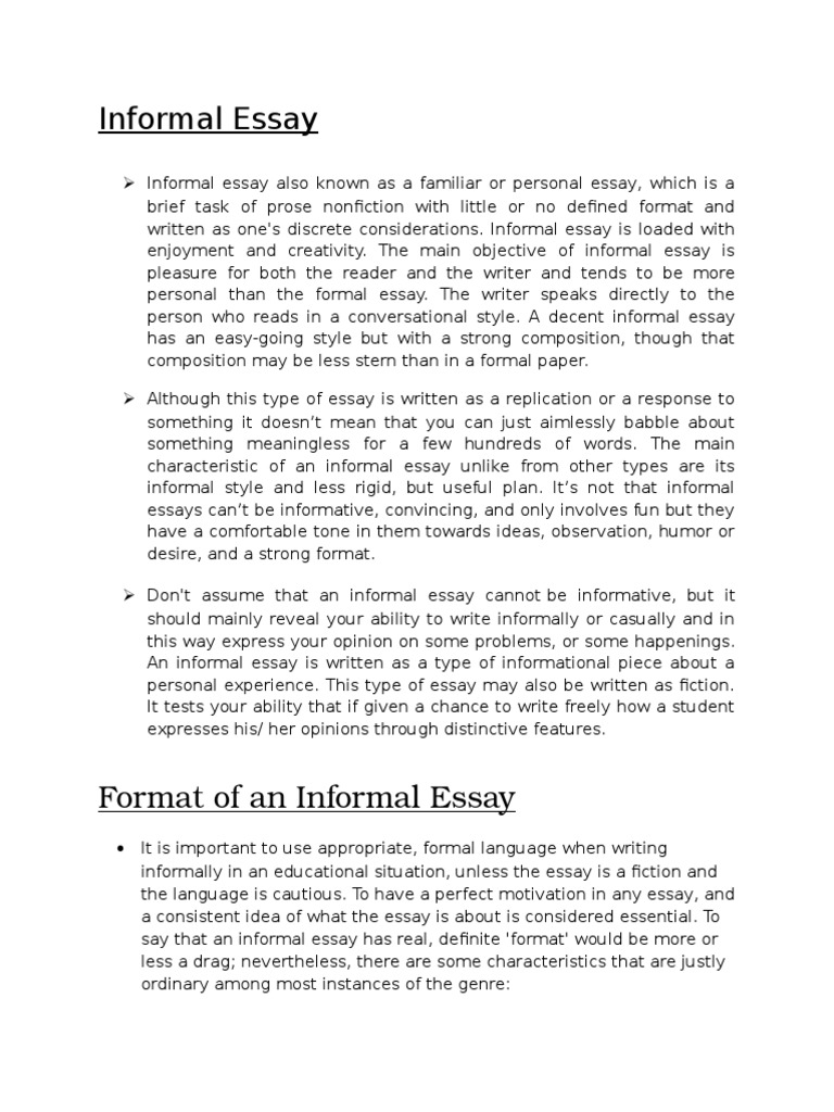 informal essay sample