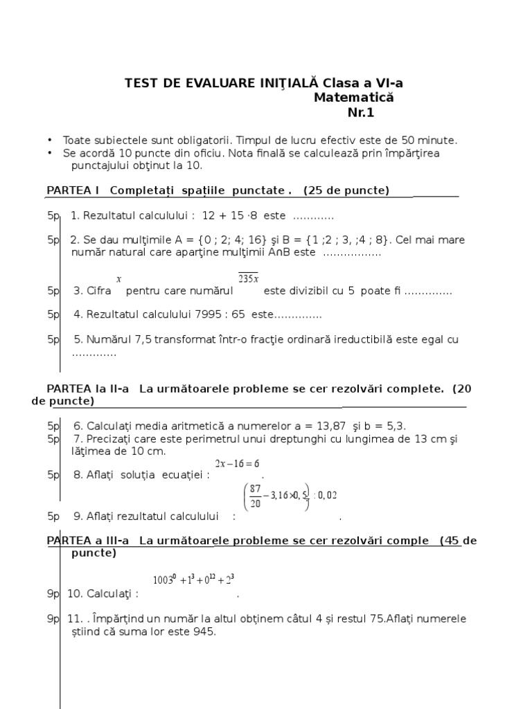 Test Initial Mate Cls VI | PDF