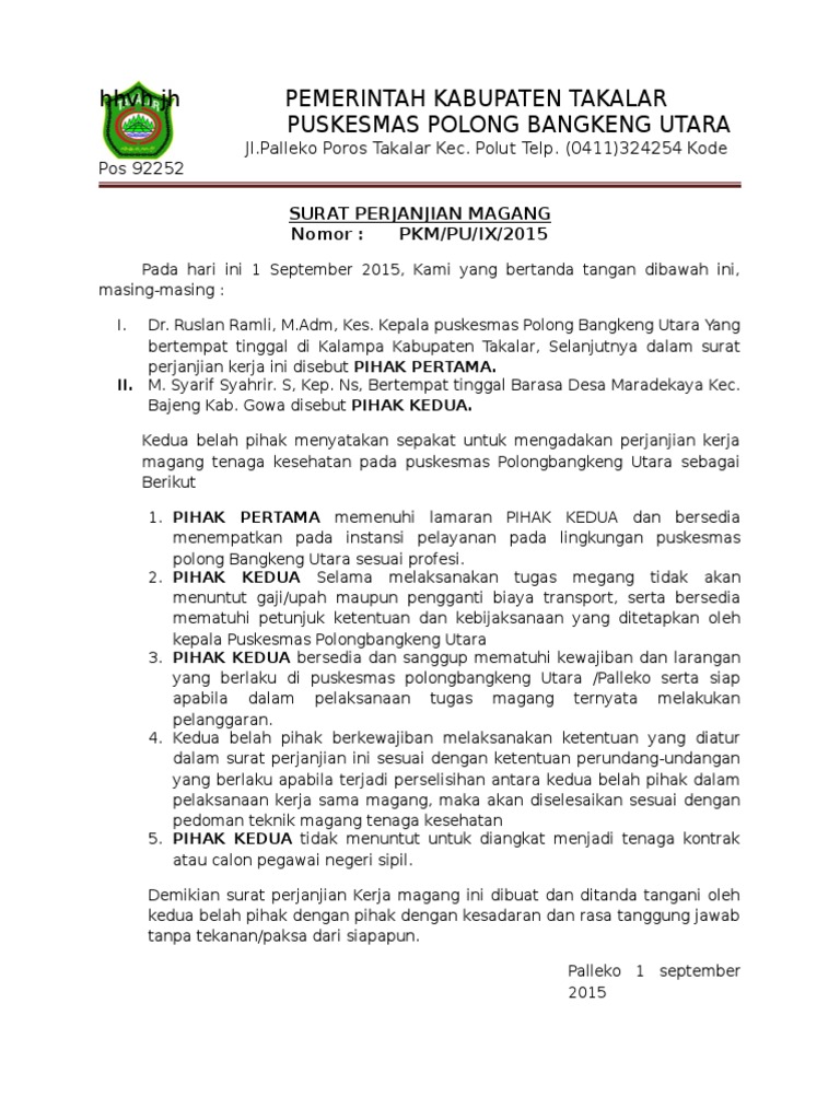 Surat Perjanjian Magang