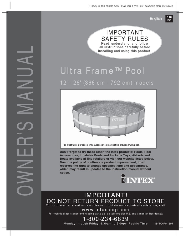 Intex Ultra Frame Pool Manual PDF Swimming Pool Electrical Connector