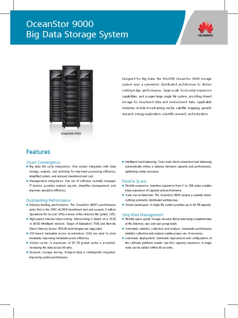 HUAWEI OceanStor 9000 Big Data Storage System Brochure PDF | PDF ...