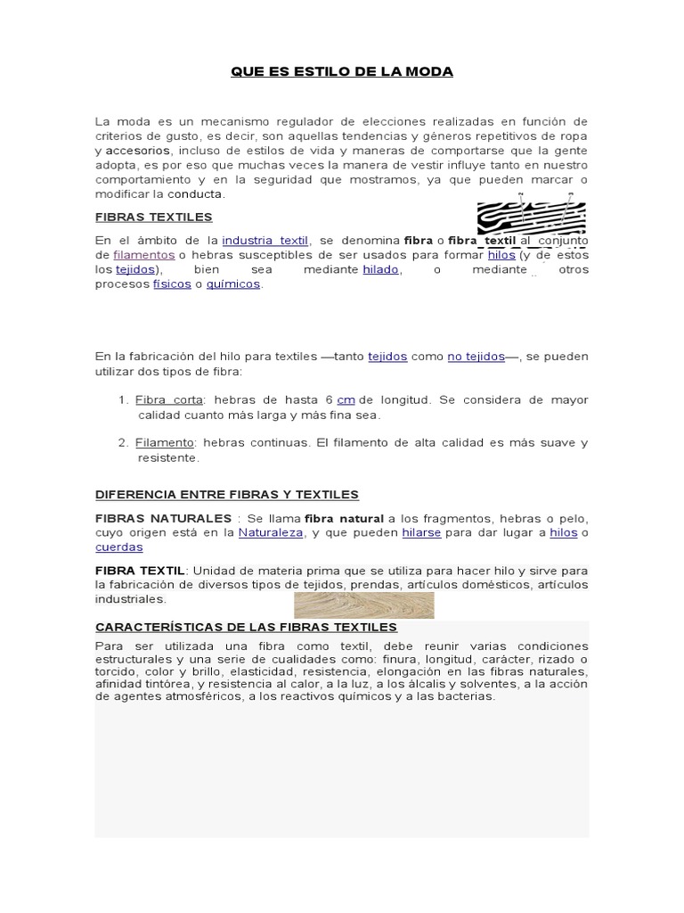 Que Es Estilo de La Moda | PDF | Textiles | Algodón