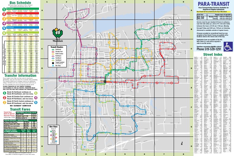 Transit Bus Route Map Woodstock Transit Map | Pdf | Public Services | Public Transport