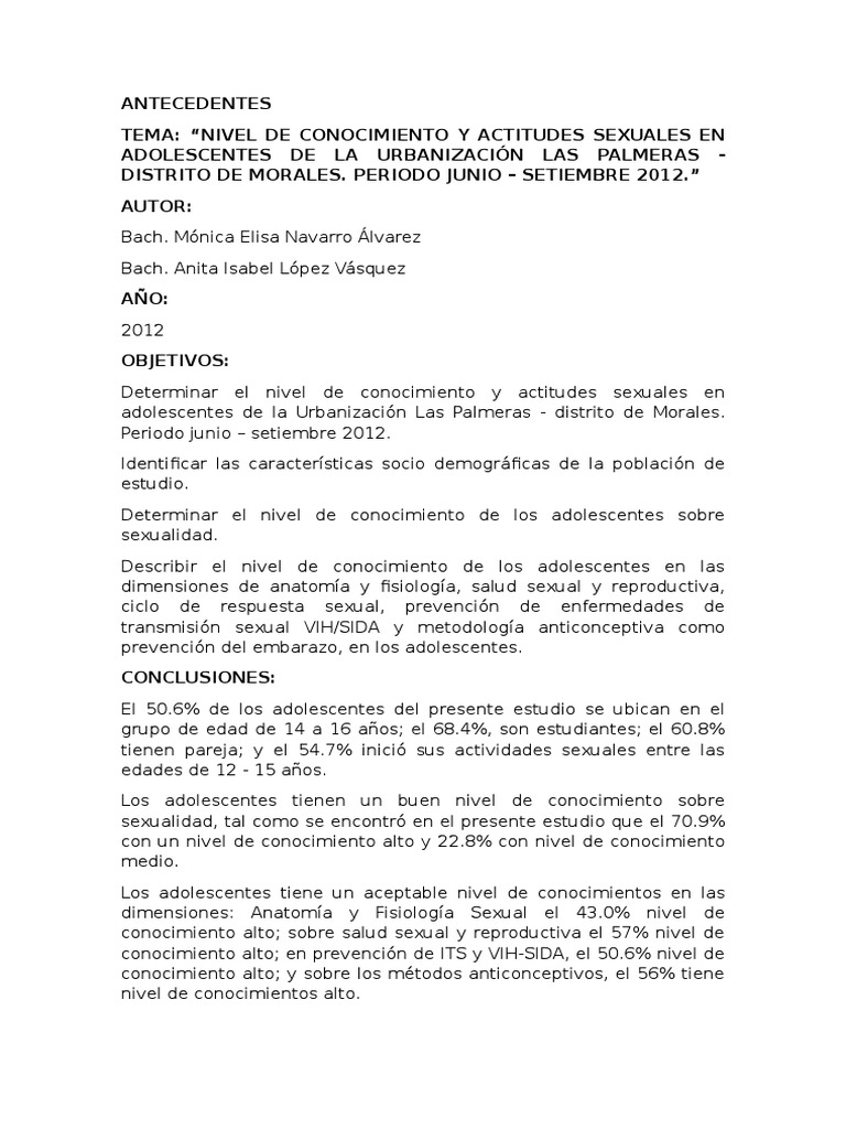 ANTECEDENTES TESIS Embarazo en la adolescencia
