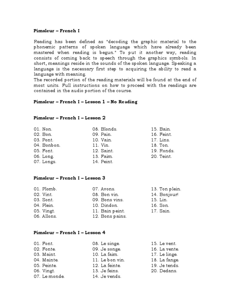 Pimsleur French I - Ebook PDF | PDF | Arts du langage et discipline