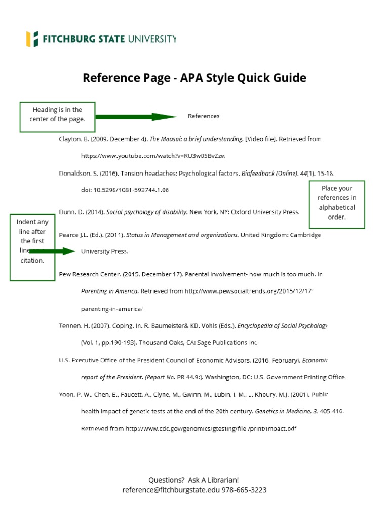 Reference Page Quick Guide Apa Style | PDF
