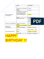 Happy Birthday !!: Subject Task Dateline