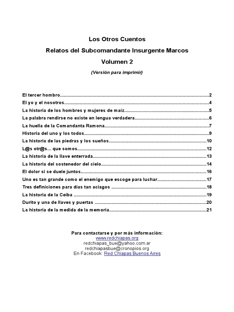 Los Otros Cuentos VOL 2 Del Subcomandante Marcos PDF | PDF