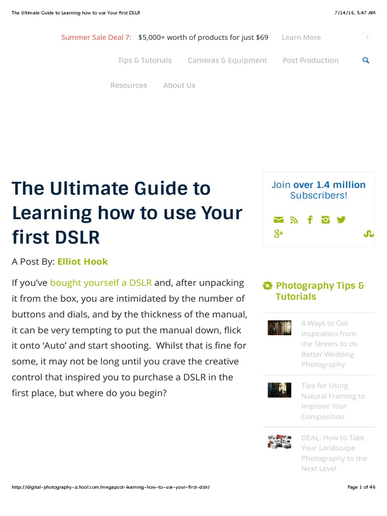 The Ultimate Guide To Learning How To Use Your First DSLR | PDF ...