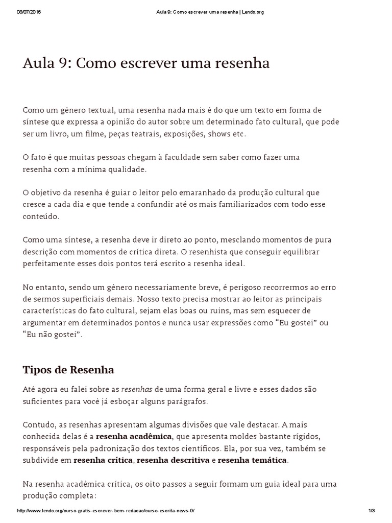 Guia Prático para Escrever Resenhas | PDF | Livros