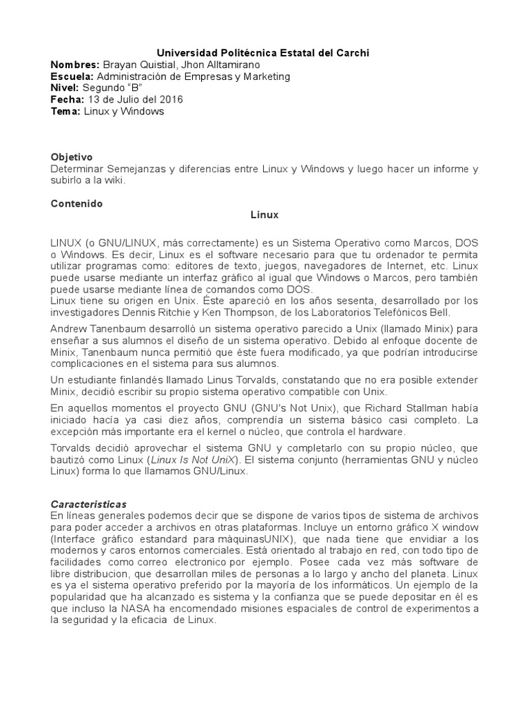Windows Vs Linux | Descargar gratis PDF | Unix | Sistema operativo
