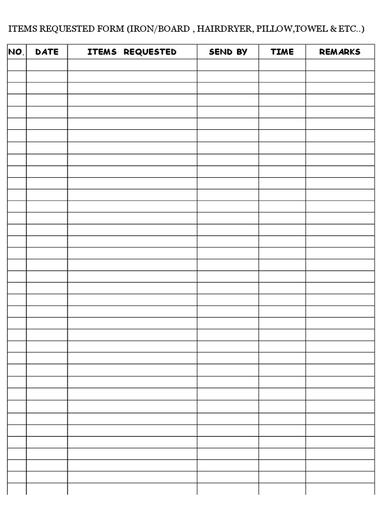 Housekeeping Items Request Form | PDF