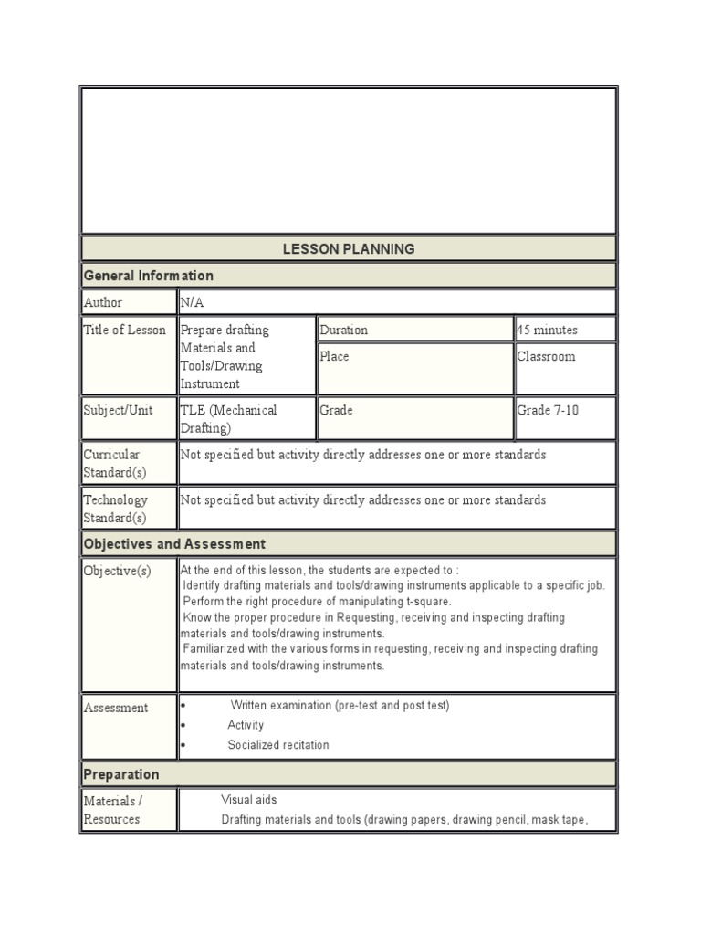 LESSON PLANNING.docx Technical Drawing Drawing Free 30day Trial