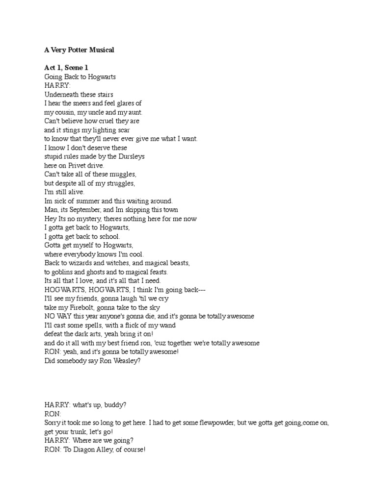 A Very Potter Musical Script PDF | Fantasy Tropes | Harry ...