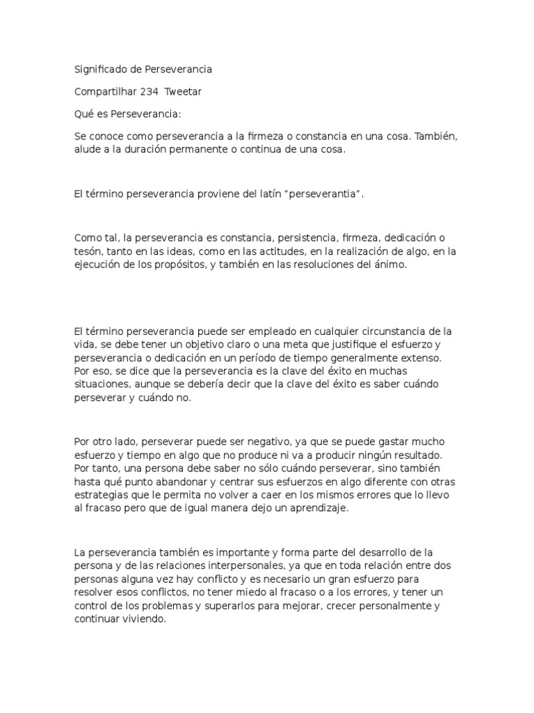 Definición y Valor de la Perseverancia | PDF | Conflicto (proceso ...