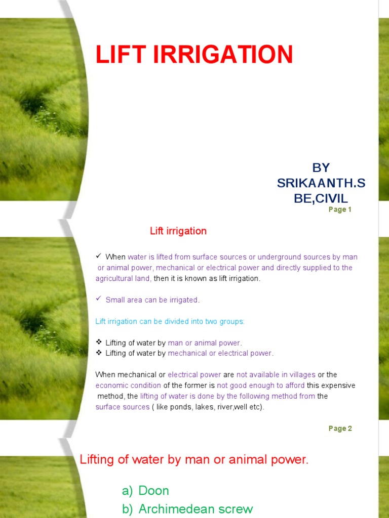 Lift Irrigation PDF Lift (Force) Irrigation