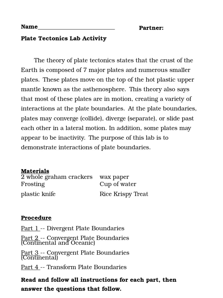 Graham Cracker Experiment PDF Plate Tectonics Geology