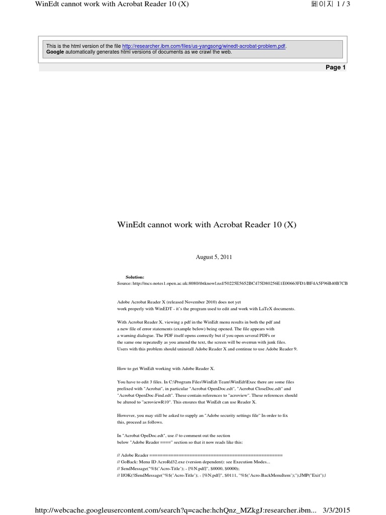 WinEdt Cannot Work With Acrobat Reader 10 (X) Whole Text | PDF ...