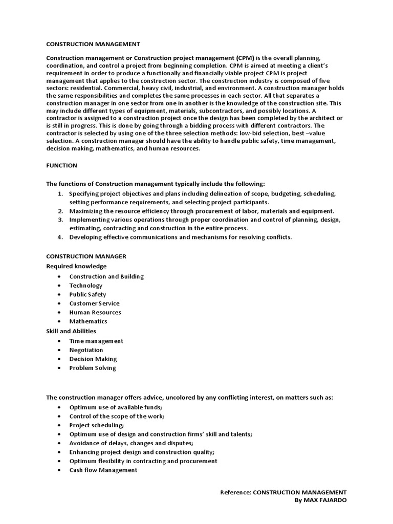 Construction Management | PDF | Construction Management | General