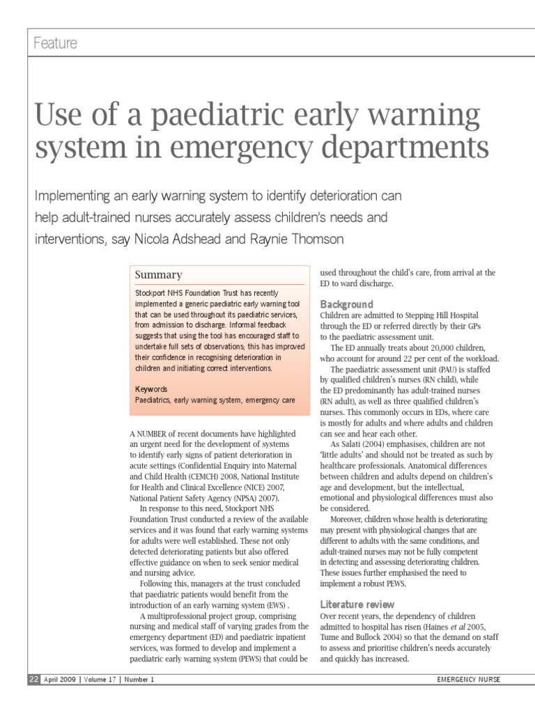 Pediatric Early Warning System Sistema de Alerta Temprana | Emergency ...