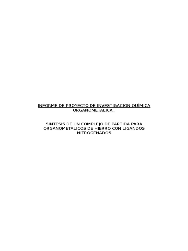 Sintesis de Un Complejo Organometalicos de Hierro Con Ligandos