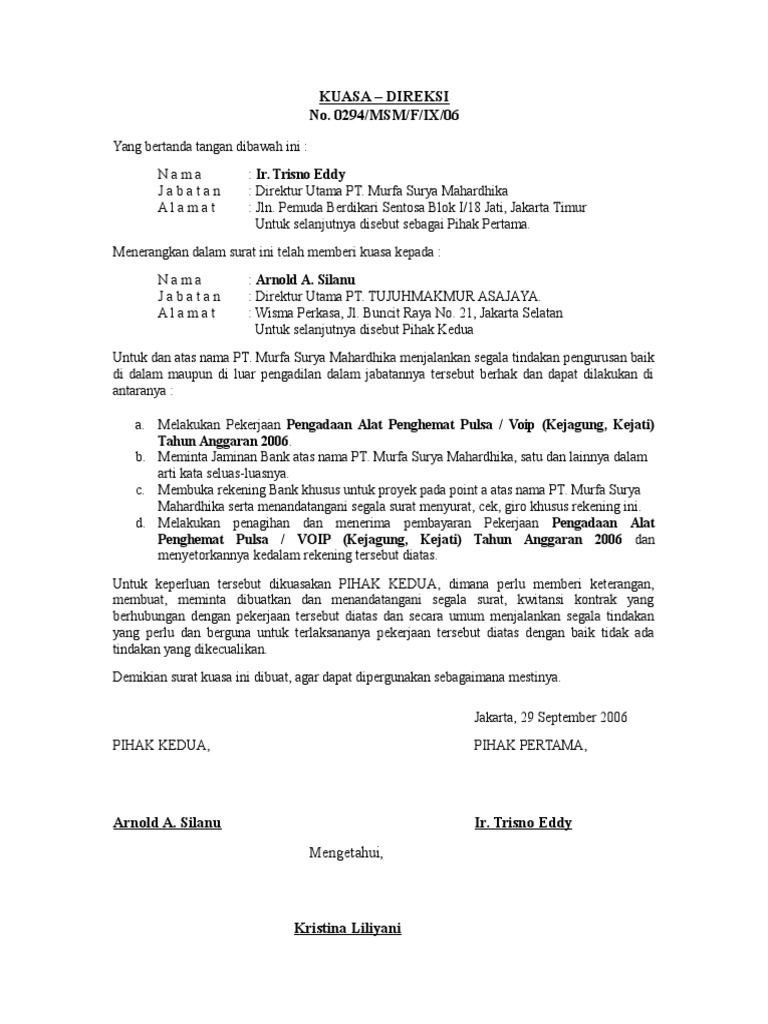Surat Kuasa Direksi 2