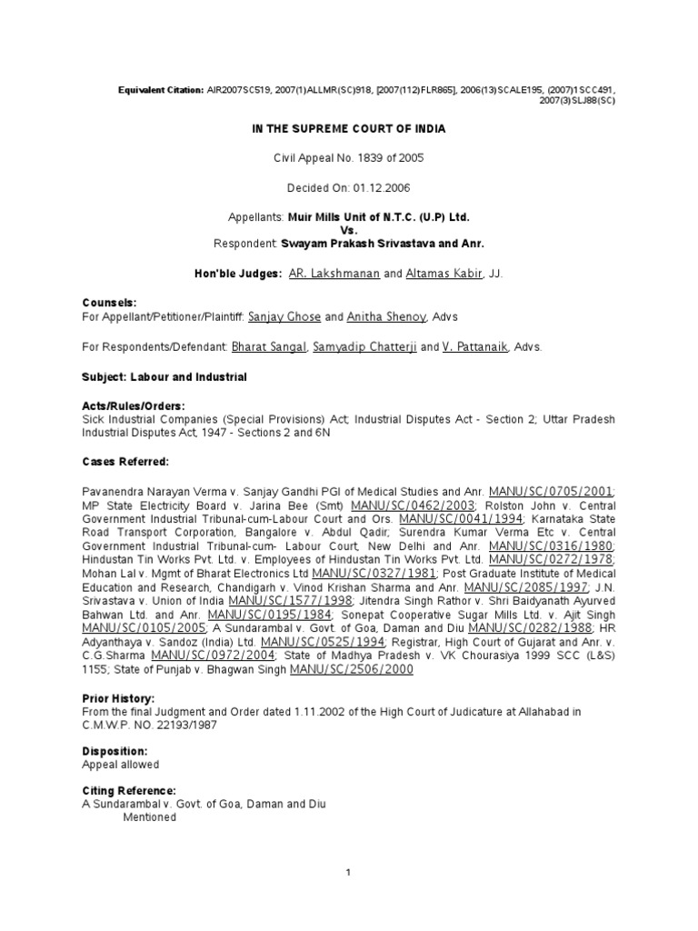 Supreme Court Ruling on Employment Dispute | PDF | Profession | Employment
