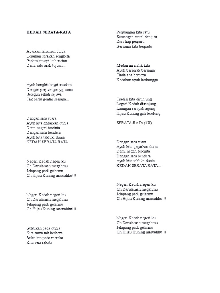Kedah Serata Rata Pdf