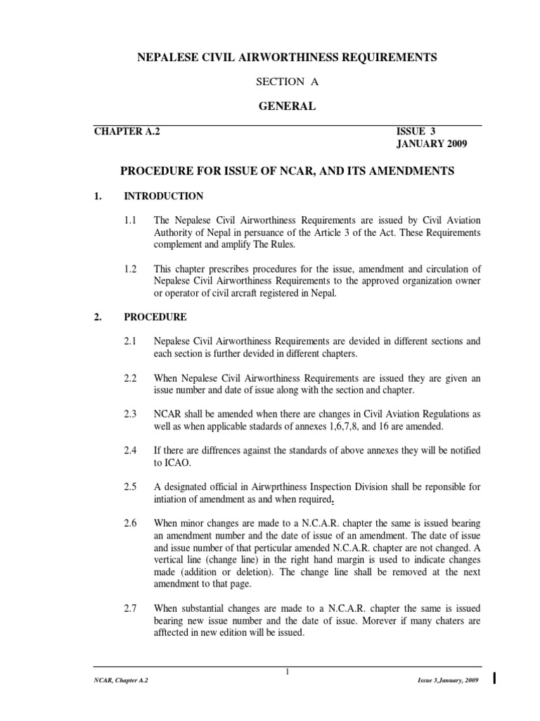 Nepalese Civil Airworthiness Requirements: Section A | PDF | Government ...