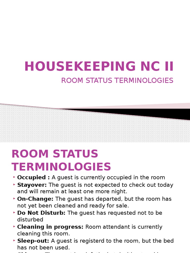 HOUSEKEEPING NC II Terms and Making Up Procedures Nature