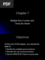 Multiple-Row Function and Group by Clause